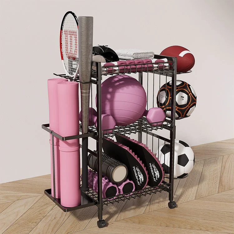 फ़्लोर स्टैंडिंग मेटल योगा मैट स्टोरेज रैक